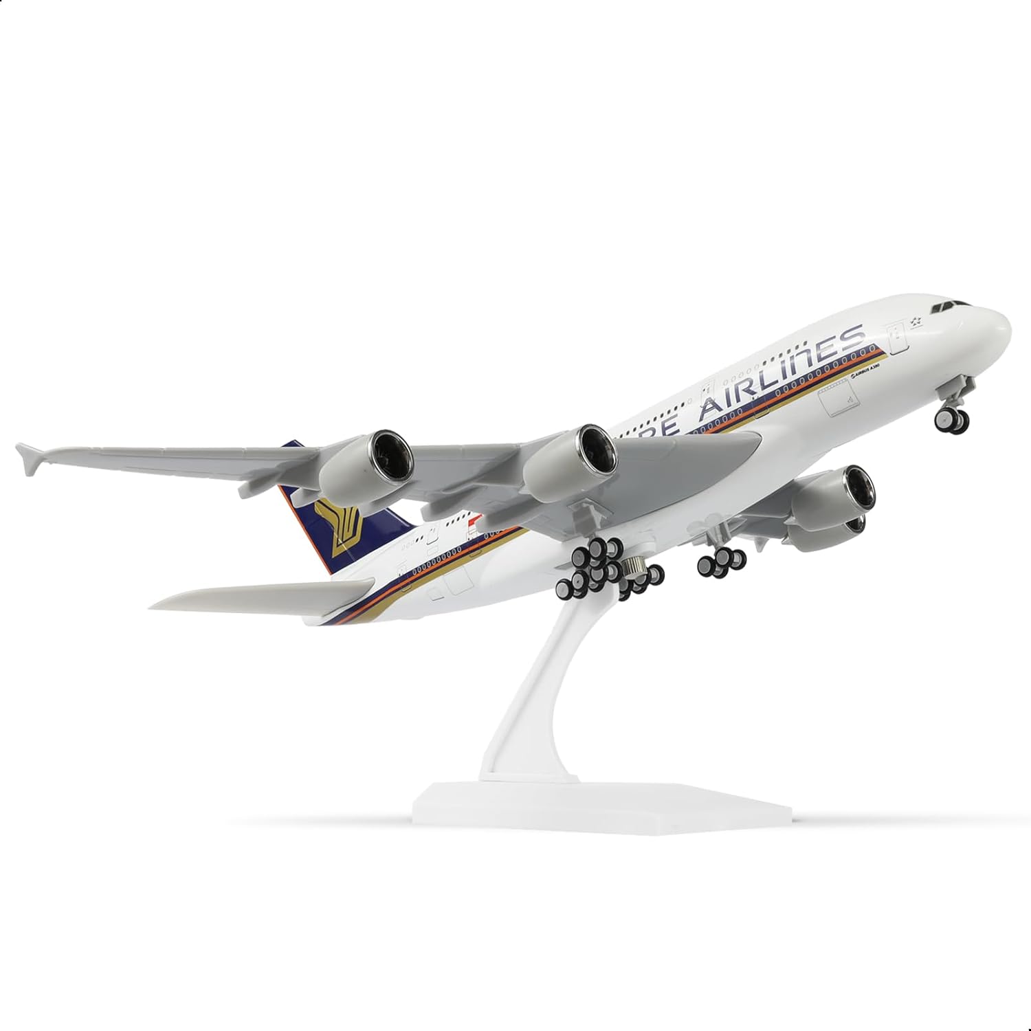 Model Kit Singapore - 1/240 Singapur A380 Flugzeugmodell-Bausatz mit Ausstellungsständer
