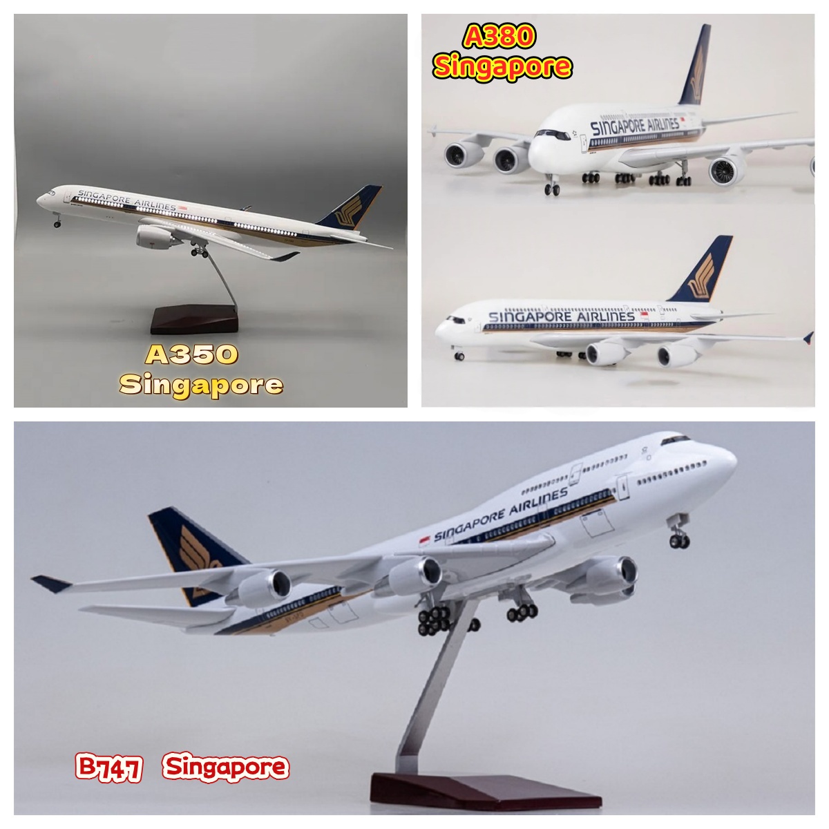 Model Kit Singapore - Singapur Airways A350/A380/B747 Maßstab Flugzeug Spielzeug
