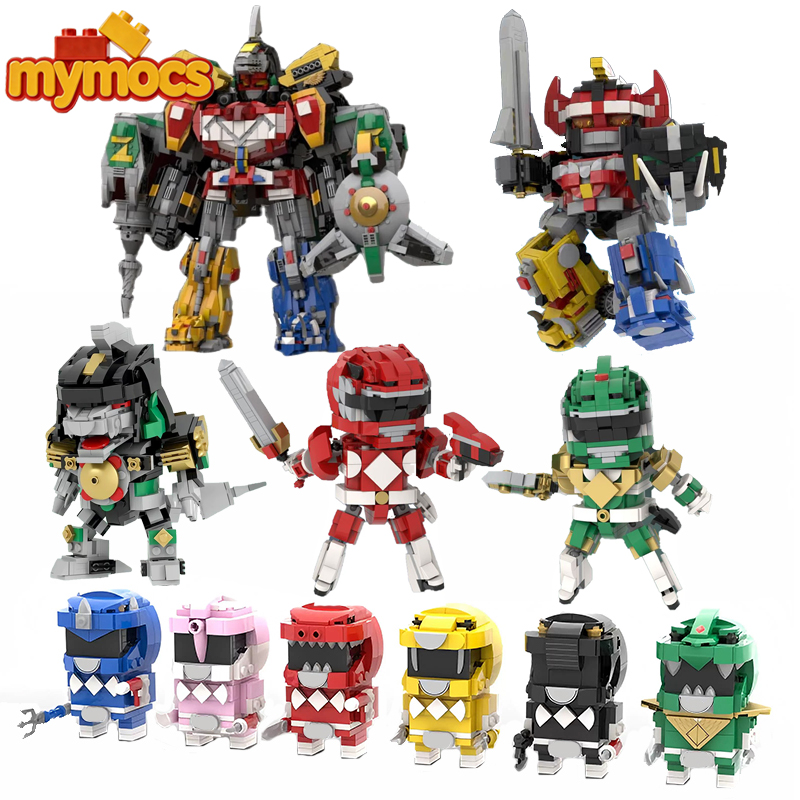 Model Kit Power Rangers - Mymocs Kyoryu Film-Actionfiguren Angetriebenes Dinosaurier-Team Bricks